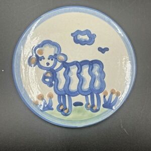 Vintage M.A. Hadley‎ Pottery Trivet/Wall Hanging 6.5" Dia. Round Lamb Plate
